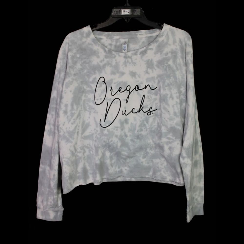 SUMMIT LAUREN TIE DYE CROPPED LONG SLEEVE TEE OREGON DUCKS SZ XL NWT